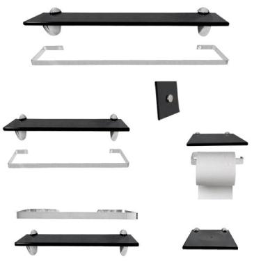 Imagem de Kit De Acessorios Para Banheiro Perola Premium Ctucano - Vsa, Fumê