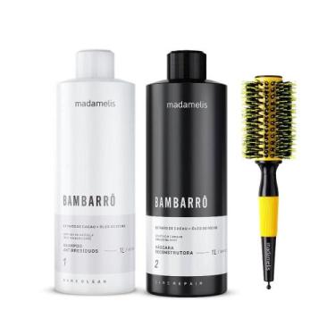 Imagem de KIT PROGRESSIVA BAMBARRÔ 1L + ESCOVA THERMAL CERAMIC YELLOW 65mm - MAD