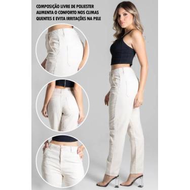 Imagem de Calça Feminina Original Sawary Mom Reta Wide Leg Soltinha Alta - Sawar