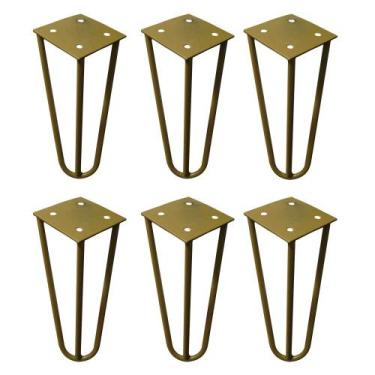 Imagem de Kit 6 Pés de Metal 15 CM Hairpin Legs Mesas de Centro Puffs Dourado G4