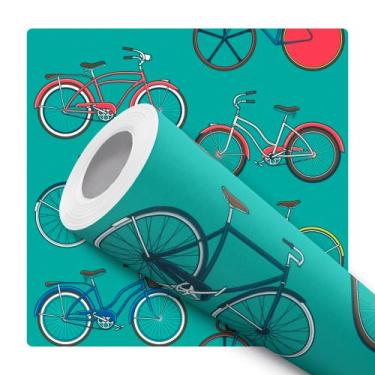Imagem de Papel De Parede Adesivo Lavável Bicicletas Vintage Coloridas Com Fundo