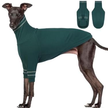 Imagem de OUOBOB Suéter de cachorro Greyhound, casaco de galgo italiano para cães grandes, suéter de malha elástica com gola rolê, macacão térmico Greyhound para clima frio GG