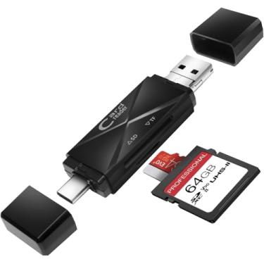 Imagem de Leitor de cartão micro SD USB, leitor de cartão SD 3 em 1 para adaptador USB, leitor de cartão de memória para cartões SDXC, SDHC, MMC, RS-MMC, Micro SDXC, Micro SD, Micro SDHC e UHS-I (preto)