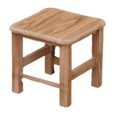 Imagem de YWJLQH Banqueta de madeira quadrada, banco de madeira para sentar, apoio para os pés para porta de casa, cabeceira, quarto, dormitório, 26cmx26cmx24cm