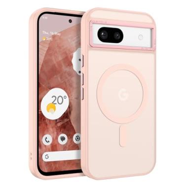 Imagem de BENTOBEN Capa para Google Pixel 8a, capa magnética para Google 8a [compatível com MagSafe] Capa protetora translúcida fosca fina à prova de choque anti-impressão digital anti-arranhões para Google 8a