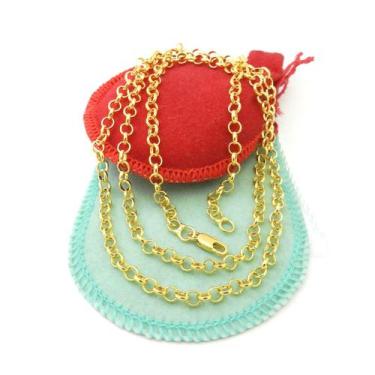 Imagem de Corrente Masculina 50cm 4mm Largura Folheado Ouro 18K CR538 - WNBIJOUT