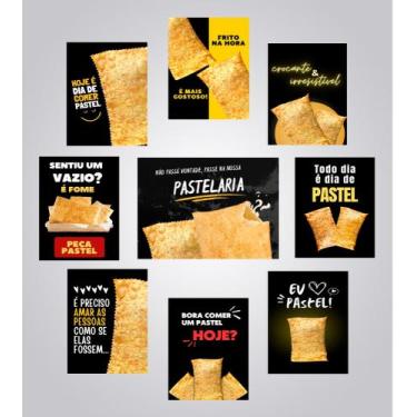 Imagem de Quadros Pastel Lanchonete Pastelaria Decorativos Kit 9 Peças - CAMALEÃ