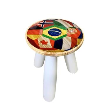 Imagem de Mini Banqueta Infantil c/pés em Polietileno e assento em Madeira -Temas Diversos - 37cm X 30 cm (Bandeiras)