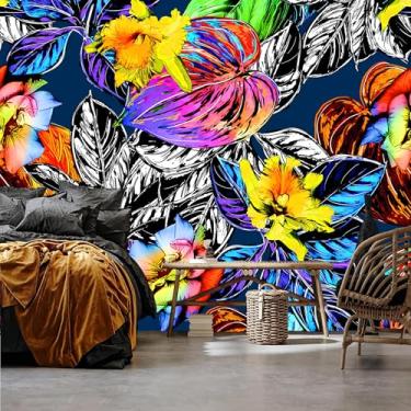 Imagem de Lcythiazole Papel de parede floral de tamanho personalizável - papel de parede floral boho para quarto de meninas autoadesivo para sala de estar, quarto, quarto de meninas