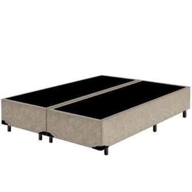 Imagem de Cama Base King Bipartido Suede Bege - Real Comfort Estofados