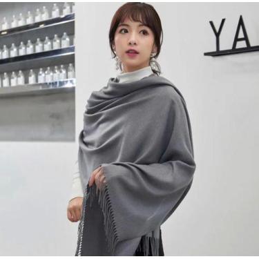 Imagem de Cachecol Longo Feminino Estilo Cashmere Cor Lisa - princesa, Cinza