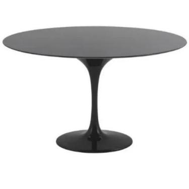 Imagem de Mesa de Jantar Tulipa Saarinen Redonda 120 cm Tampo Laca Preta + Vidro