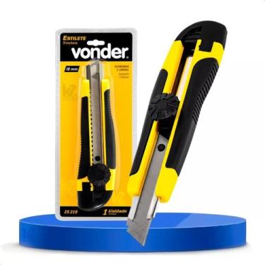Imagem de Estilete Profissional 18mm Cabo Emborrachado com Trava Vonder ES218