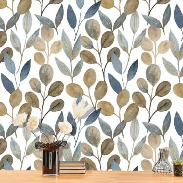 Imagem de MIAHOME Papel de parede floral dourado azul descascar e colar papel de parede moderno removível boho autoadesivo à prova d'água para banheiro luxuoso decorativo grosso papel de parede amigável para