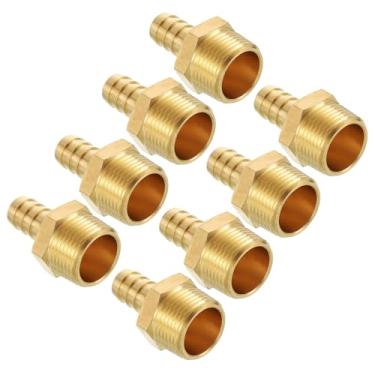 Imagem de Kozelo Pacote com 8 conectores adaptadores de farpa de mangueira de latão Farpa de mangueira de 1/5.1 cm para conexões macho NPT de 3/10.2 cm para máquinas domésticas, banheiras de massagem, sistemas