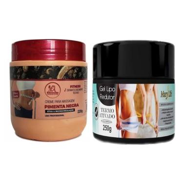 Imagem de Gel Lipo Redutor Anti Celulite Estrias Mary Life 250g + Creme de Massagem Pimenta Negra Rhenuks