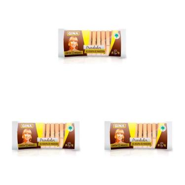 Imagem de Kit 3 Und Prendedor De Roupa Gina Madeira 12 Und