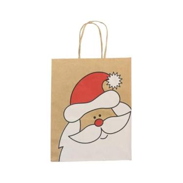 Imagem de Kit 50 Sacolas de Natal Papai Noel, Tamanho 23,5x10x31,5cm, para Embalagem de Presentes, Marrom - Tamarozzi