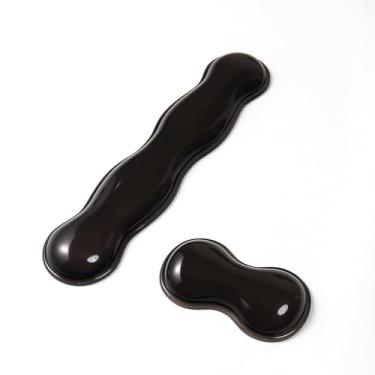 Imagem de Sumgsn Descanso de Pulso Em Gel Transparente para Teclado E Mouse, Conjunto de Descanso de Pulso Em Silicone Preto para Teclado, Descanso de Pulso Ergonômico Fofo para Teclado 60%/75% (Preto)