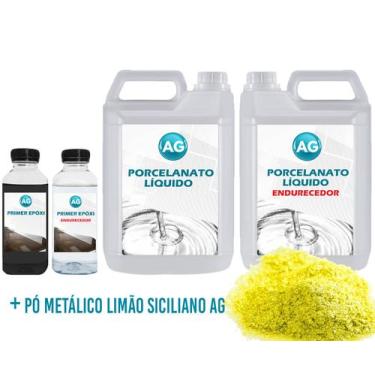 Imagem de Kit Porcelanato Líquido Metalico Limão Siciliano AG por M² - Resinas a