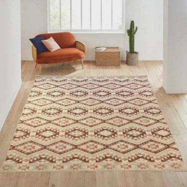 Imagem de Tapete Geometrico Mumbai Bege 300X400Cm Tipo Kilin Tribal - Tapete Mag