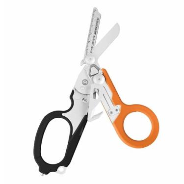 Imagem de LEATHERMAN, Raptor Rescue, tesouras 6 em 1 para serviço pesado de emergência/trauma com disjuntor de vidro de carboneto e cortador de correia, feito nos EUA, coldre utilitário incluído, preto-laranja