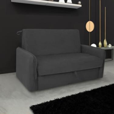 Imagem de Sofá Cama Para Sala De Estar Zaia Com Baú Suede Matrix - Cinza Cinza