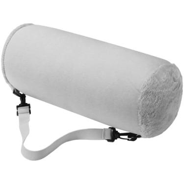 Imagem de Almofada redonda cervical com cobertura cilíndrica removível, tubo macio, almofada de pescoço reforçada, para cabeça, pescoço, pernas traseiras, carro de avião (cinza, algodão), Cinza
