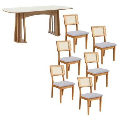 Imagem de Mesa de Jantar Retangular 180cm com 6 Cadeiras 100% MDF - Casa Lar SJ,