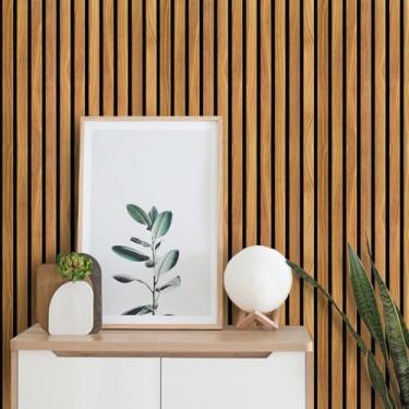 Imagem de Papel De Parede Adesivo impermeável Para Sala Quarto e Cozinha Lavável Auto Colante Vinil (Madeira Ripada Clara-Rolo 6m)