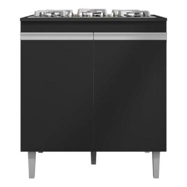 Imagem de Balcão Multiuso P/Cooktop Andreia 4 ou 5 bocas - Ajl Móveis, Preto