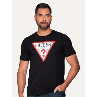 Imagem de Camiseta Guess Masculina Grunge Logo Print Preta, M/M