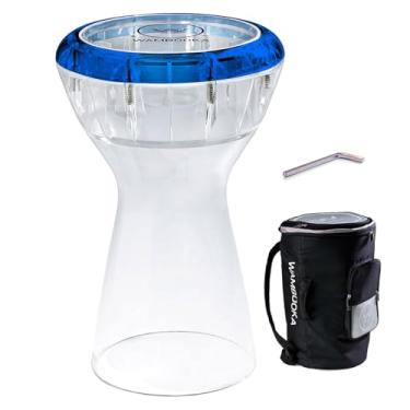 Imagem de Wambooka Tambor Darbuka de safira azul com cabeça de 22 cm, teclas de afinação de latão e bolsa acolchoada de 43 cm de comprimento (policarbonato cristalino)