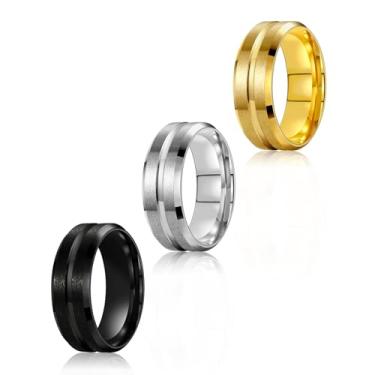 Imagem de Alianças de casamento de aço inoxidável para homens 8 mm para mulheres homens ouro prata preto conjunto de anéis abobadado alto polimento conforto ajuste 6-13, 6-14, Aço inoxidável, Sem pedra preciosa