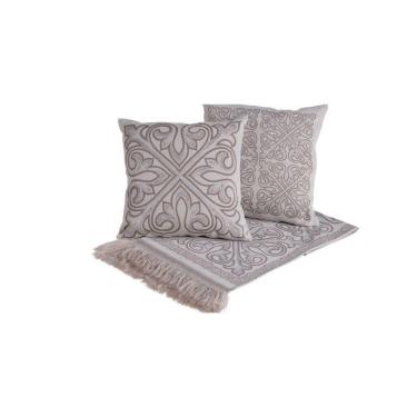 Imagem de Kit Xale Para Sofá Com Franja Grécia 5 Peças 1,35m X 1,35m 60% Algodão - 40% Poliéster...