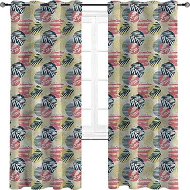 Imagem de Cortinas blackout de palmeira para quarto - isolamento térmico, economia de energia e redução de ruído, tratamento de sombreamento completo cortina de isolamento de cozinha, L 182 x C 213 cm