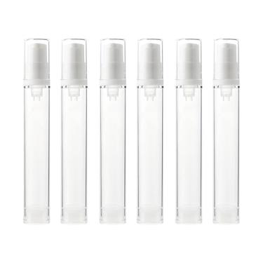 Imagem de ISHEID Frasco de bomba sem ar recarregável, dispensador de vácuo sem ar, portátil, transparente, frascos para amostras de cosméticos para loção emulsão e base líquida, Transparente., 15ml