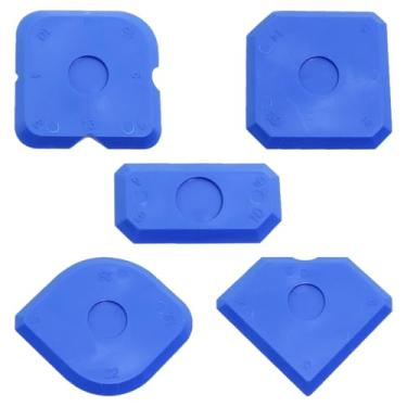 Imagem de Heyous 5 peças de ferramentas de calafetagem TPR azul para rejuntamento de vedação de rodo costuras de calha raspador de selante portátil adequado para cozinhas, banheiro, tanque de água, portas