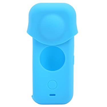 Imagem de Capa protetora para câmera esportiva One X2, moldura de silicone para câmera de ação com lente e acesso à bateria, preta (Insta360 one x2 Blue)