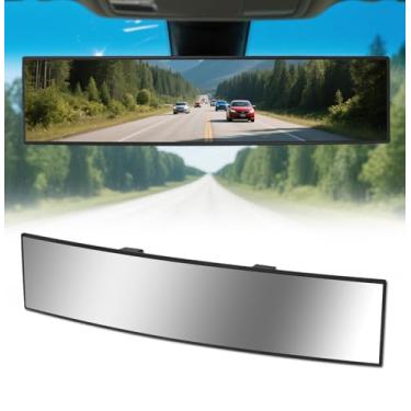 Imagem de HmmtyRack Espelho retrovisor, cromado, antirreflexo, retrovisores panorâmicos, universais, 40,6 cm, clipe interno convexo, extensor de espelho retrovisor grande angular extra grande para reduzir o