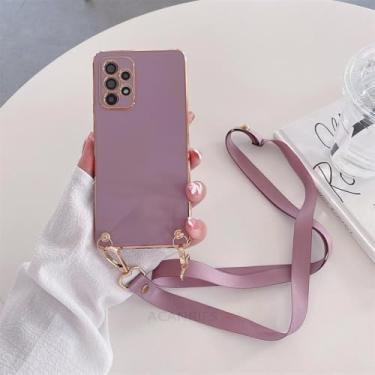 Imagem de Capa de silicone com cordão para Samsung Galaxy A54 A34 A24 A14 4G 5G A04 M52 M54 M14 M23 M13, ZBBGS, roxo cereja, para Samsung A53 (4G 5G)