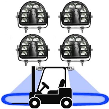 Imagem de ACEGRE [Pacote com 4 luzes de segurança de empilhadeira de LED azul claro ARC para armazém, zona de arco 20W CC 10-80V para indicador de segurança de caminhão, brilho do holofote