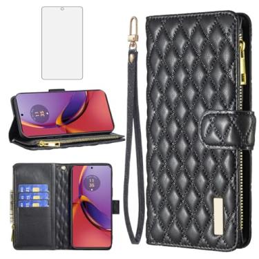 Imagem de Asuwish Capa de celular para Motorola Moto G84 5G capa carteira com protetor de tela de vidro temperado e suporte de cartão de crédito flip de couro acessórios para celular TPU Kickstand Slim G 84