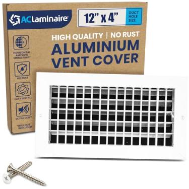 Imagem de Orifício de duto de 30,5 cm x 10 cm [Face de 34,5 cm x 14,2 cm] Registro de suprimento de ar ajustável de deflexão única de alumínio com amortecedor multi-obturador - alto fluxo de ar - tampa de