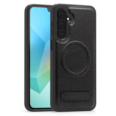 Imagem de Lunivop Capa de couro para Samsung Galaxy A16 5G 2025 [compatível com carregamento sem fio Magsafe] Capa magnética Funda para A16 6,7 '' Rugged Best Phone Case Preta