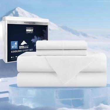 Imagem de Degrees of Comfort PolarEdge Pro Conjunto de lençóis refrescantes solteiro, roupa de cama refrescante de luxo com Coolmax, bolso profundo de até 38 cm, Q-MAX >0,4, absorção de umidade e respirável
