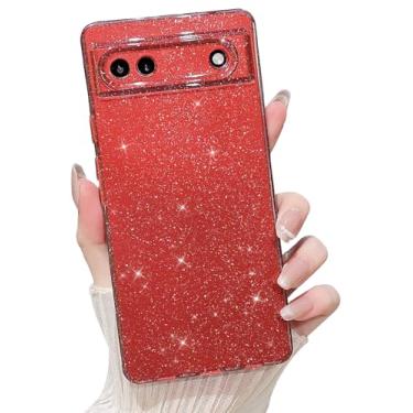 Imagem de MINSCOSE Capa compatível com Google Pixel 6a, linda capa brilhante de TPU fina e fina à prova de choque para mulheres e meninas para Google 6a 6,1 polegadas - vermelho vinho
