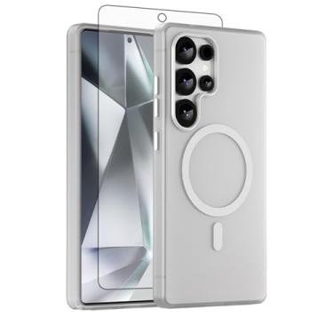 Imagem de Asuwish Capa de telefone para Samsung Galaxy S25 Ultra 5G, compatível com Magsafe Magnetic, protetor de tela, capa protetora à prova de choque traseira fosca translúcida S25Ultra 25S S 25 25Ultra 6,9