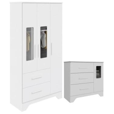 Imagem de Jogo de Quarto Infantil Popy Retrô Plus com Janelas Guarda Roupa e Côm