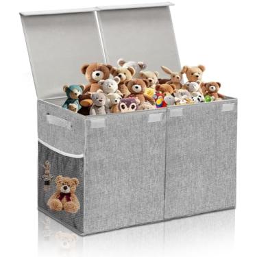 Imagem de Caixa de Brinquedo Grande com Tampa, Caixa Organizadora Dobrável E Resistente,Baú de Brinquedos, Bau Organizador de Brinquedos, Bau Organizador, Baú Organizador, 61 x 33 x 40cm
